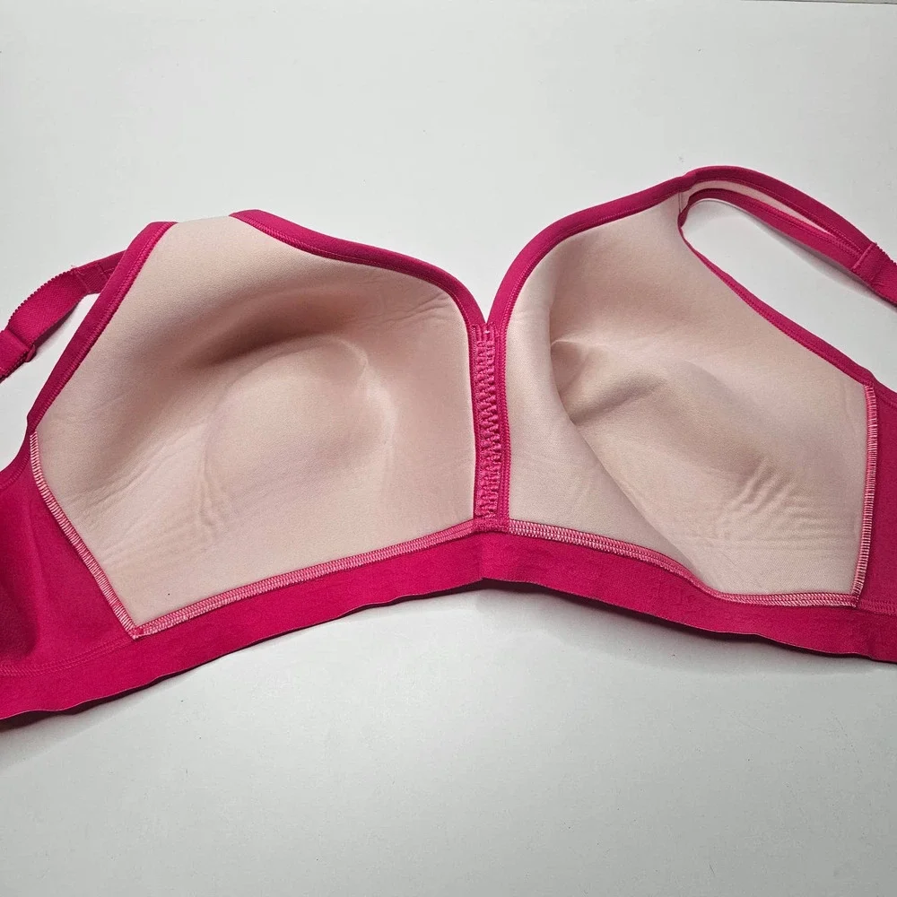 Cacique Lightly Lined No Wire Bra Pink Cotton/Lace 46C‎ Hot Pink Wireless